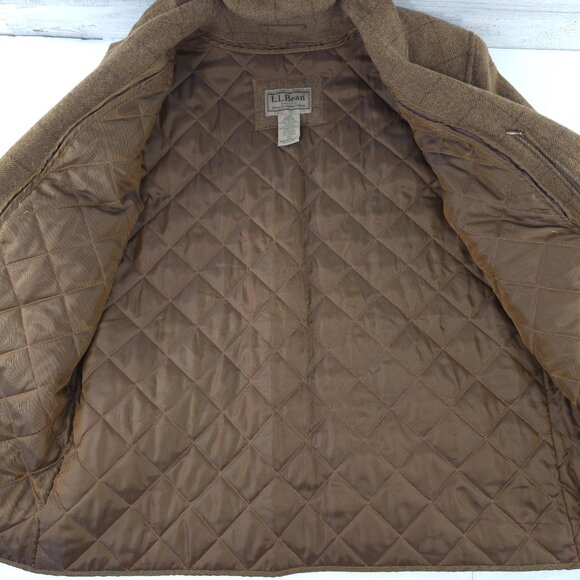VINTAGE LL BEAN COAT MEN'S SZ LARGE BROWN JACKET PARKA QUILTED CHECK THINSULATE - Picture 11 of 16